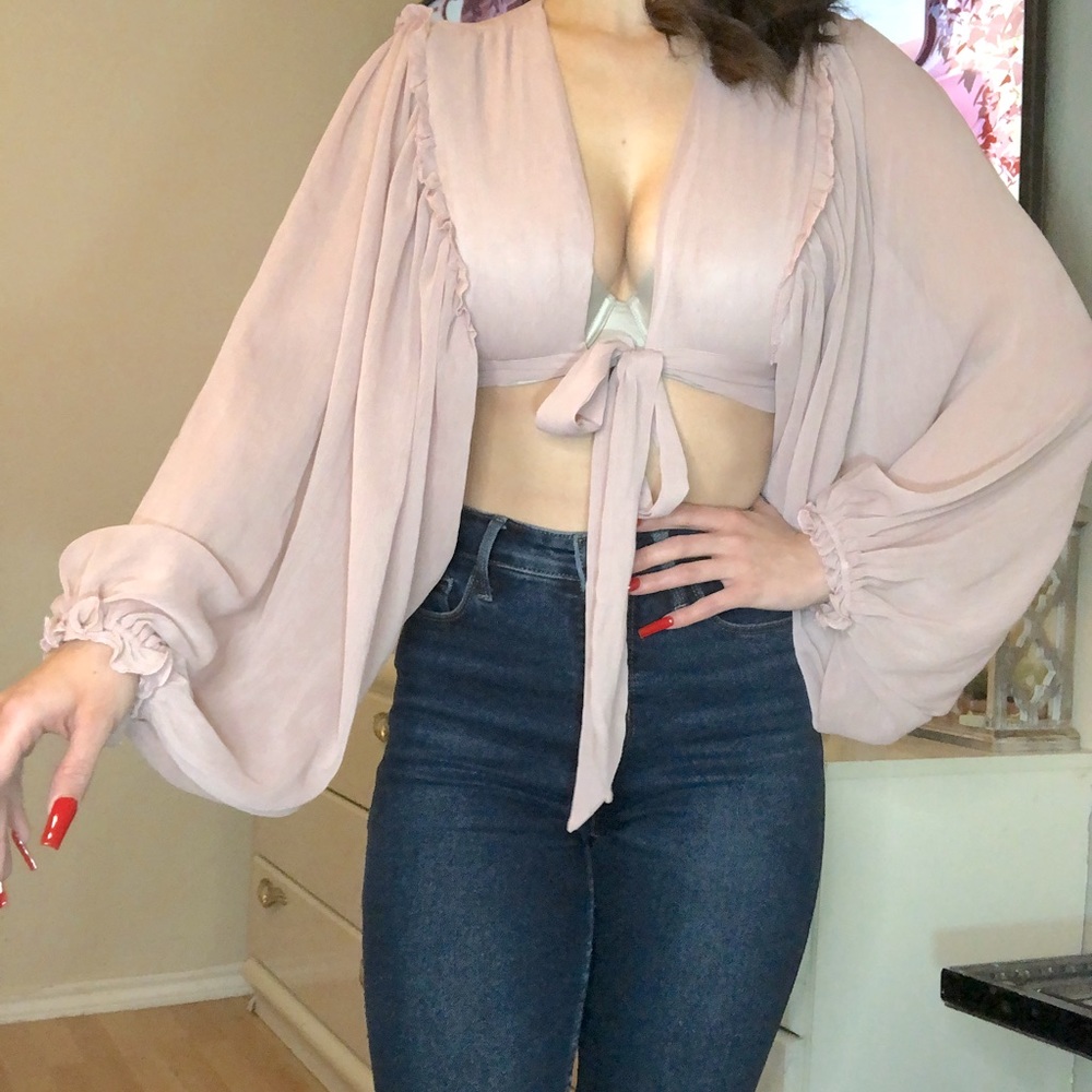 Nasty Gal sheet romantic tie up top